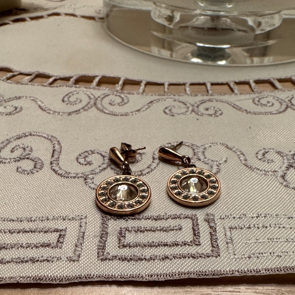 Gold-Tone Crystal Halo Earrings
